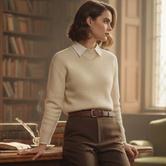 Leith Sweaters - Leith Cream Knit Sweater Small | Old Money Poetcore Winter White